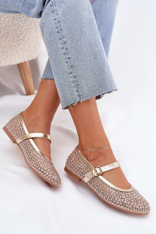 Décoré Ballerines Féminin avec des sangles I avec boucles couleur dorée Avirae Décoré Ballerines Féminin avec des sangles I avec boucles couleur dorée Avirae