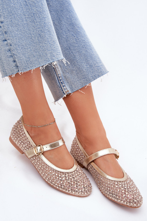 Décoré Ballerines Féminin avec des sangles I avec boucles couleur dorée Avirae Décoré Ballerines Féminin avec des sangles I avec boucles couleur dorée Avirae