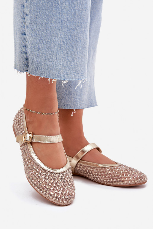 Décoré Ballerines Féminin avec des sangles I avec boucles couleur dorée Avirae Décoré Ballerines Féminin avec des sangles I avec boucles couleur dorée Avirae