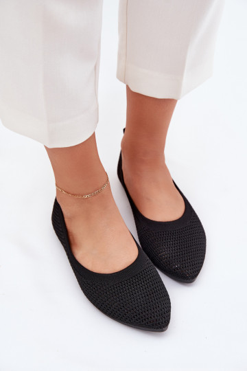 grille Ballerines en tissu Féminin couleur noire Sarina