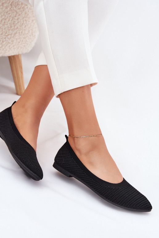 grille Ballerines en tissu Féminin couleur noire Sarina