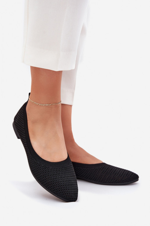 grille Ballerines en tissu Féminin couleur noire Sarina