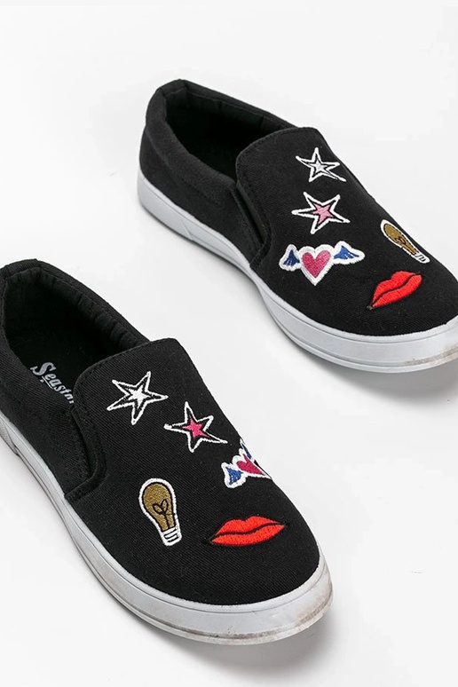 Ballerines noires en tissu avec...