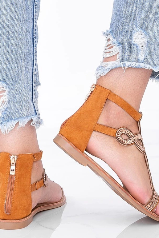 Sandales brun clair ornées de...