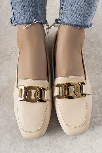 Mocassins beiges à décor doré Hashtag 2