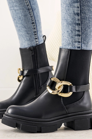 Bottines noires à chaîne Trinity