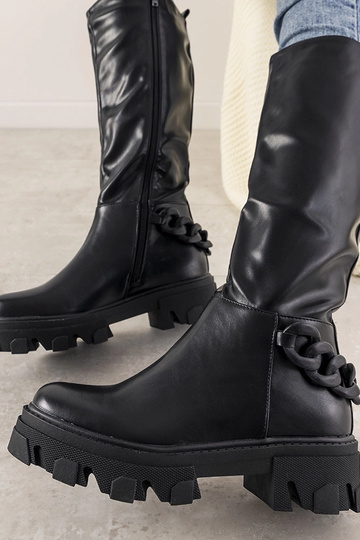 Bottines noires avec chaîne Coniak