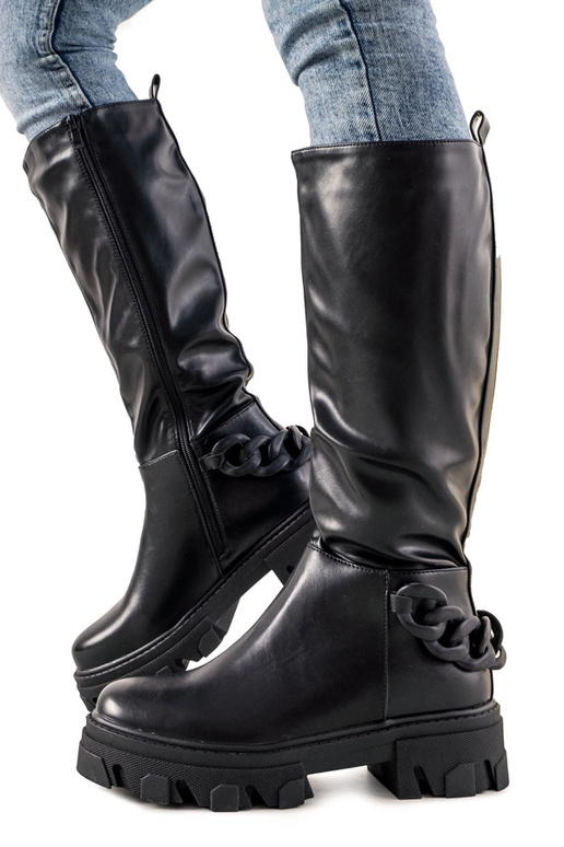 Bottines noires avec chaîne Coniak Bottines noires avec chaîne Coniak
