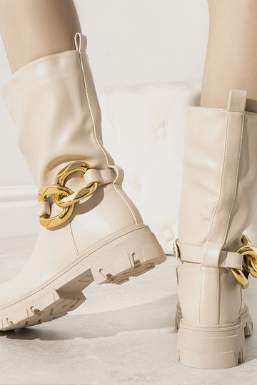 Bottines isolantes beiges avec chaîne Harrison 2