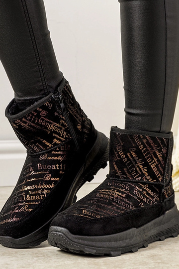 Bottes de neige noires et dorées pour femmes Crescent