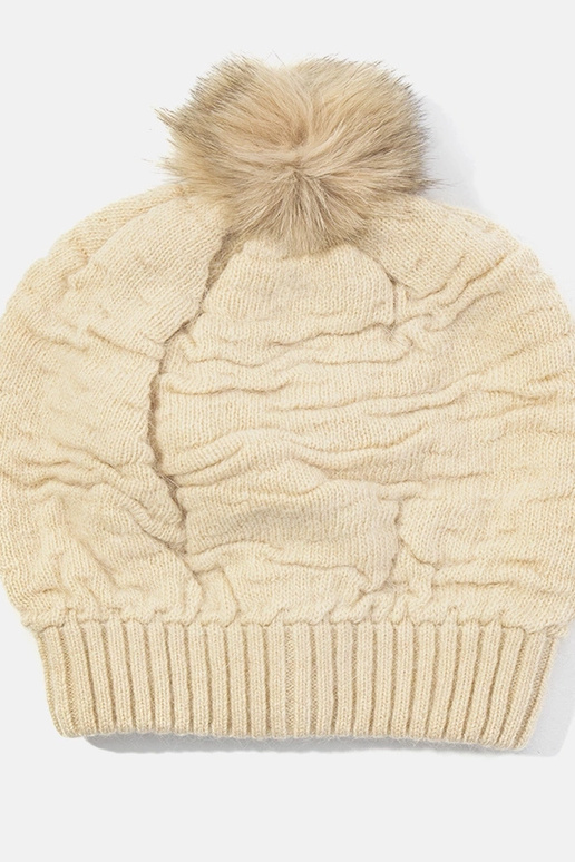 Bonnet femme beige à pompon Isis Bonnet femme beige à pompon Isis