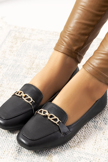 Mocassins noirs à bout carré Milder