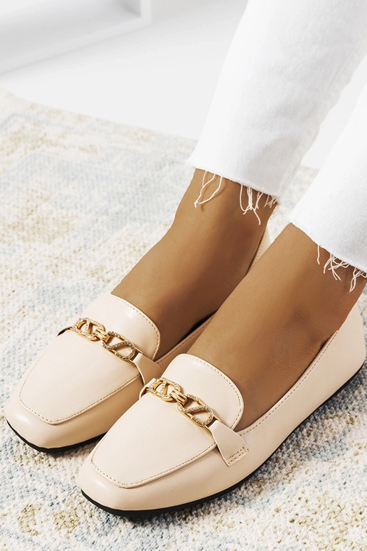 Mocassins à bout carré beiges doux