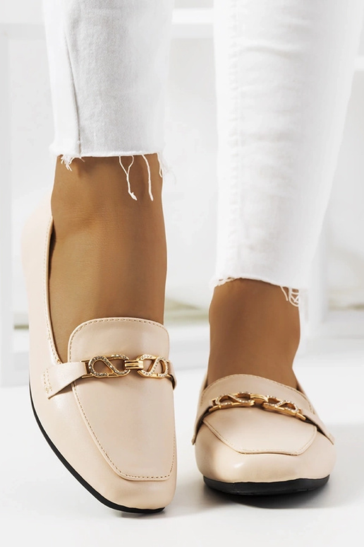 Mocassins à bout carré beiges doux