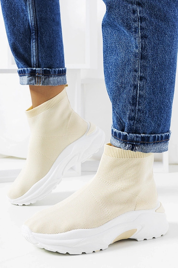 Baskets de sport hautes couleur sable, « Melissa »