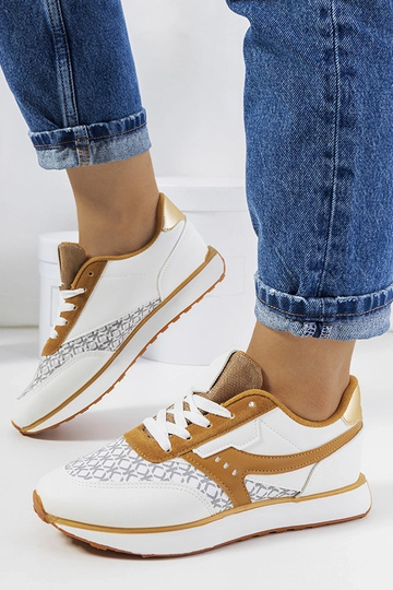 Baskets blanches et marron pour femme Chiara