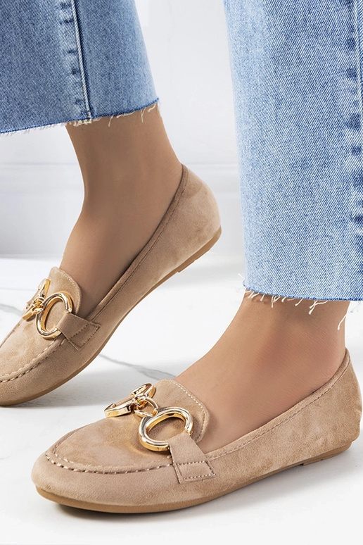 Mocassins beiges à boucle Castor