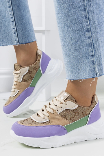 Baskets femme Elyne beige et violette