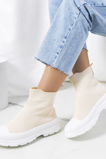 Baskets montantes beiges de...