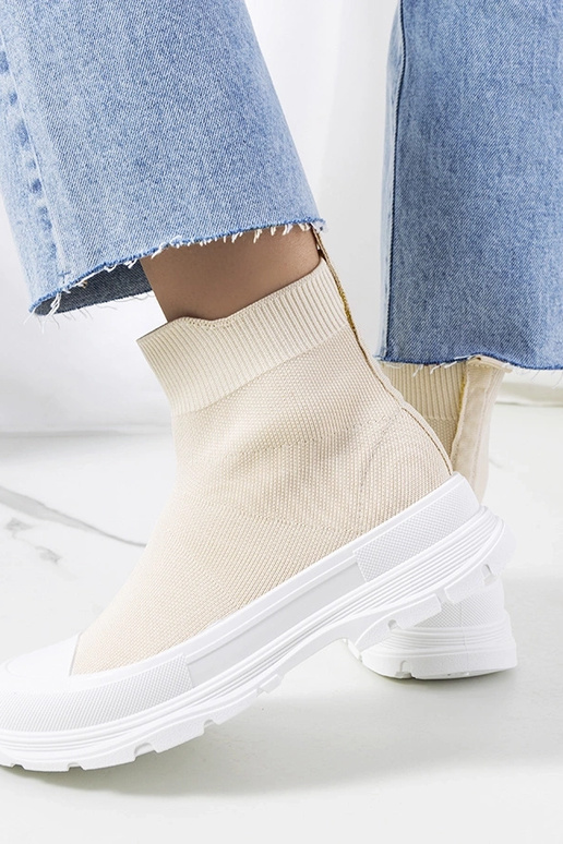 Baskets montantes beiges de Miki