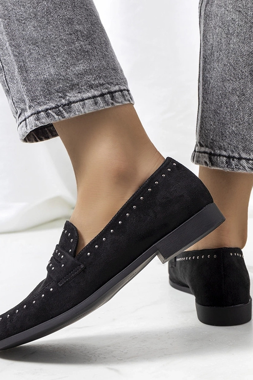 Mocassins noirs en cuir avec clous, «...