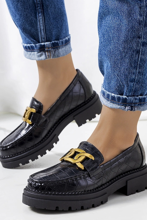 Mocassins noirs à semelle haute, «...