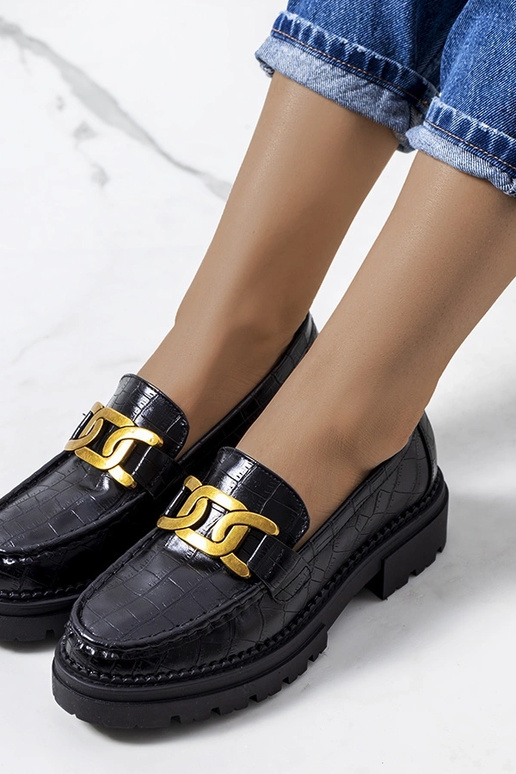 Mocassins noirs à semelle haute, «...