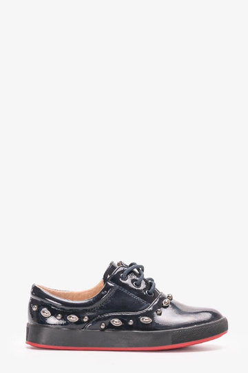 Baskets enfant Fatna en cuir verni bleu marine