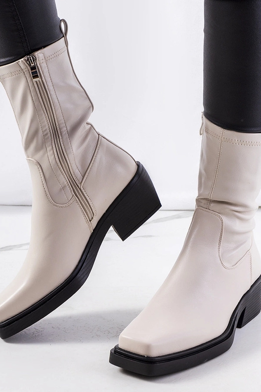 Bottines à talons hauts beiges Marisa