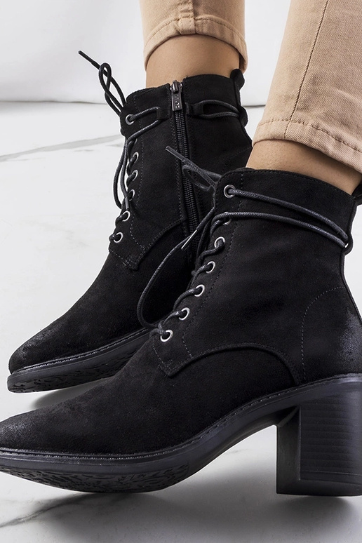 Bottines à lacets en daim noir Sanlow