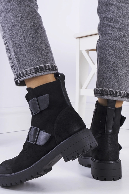 Bottes en simili daim noires Leurbost