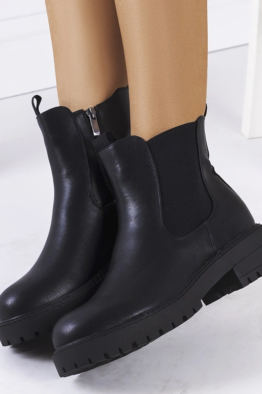 Bottines en éco-cuir noires, « Ecrin »