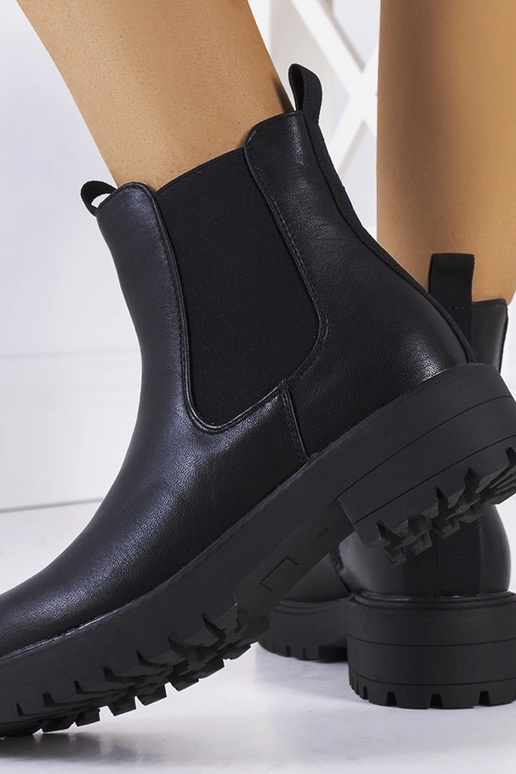 Bottines en éco-cuir noires, « Ecrin »
