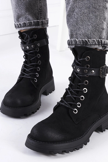 Bottines à lacets noires pour femmes Narnclaedra