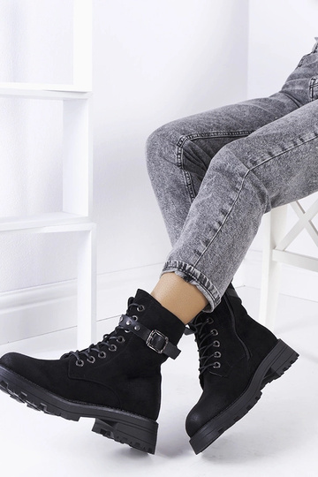 Bottines à lacets noires pour femmes Narnclaedra 2