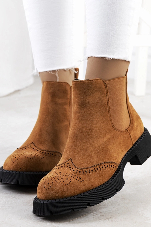 Bottines marron sur semelle épaisse,...