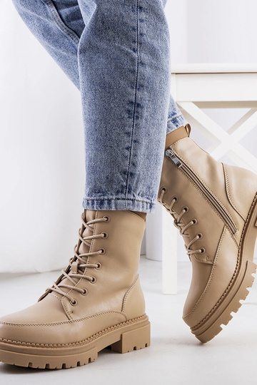 Bottes à lacets en simili...