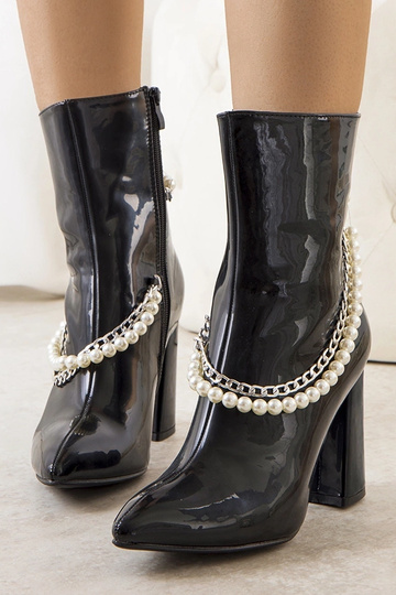 Bottines en cuir verni noir... 2