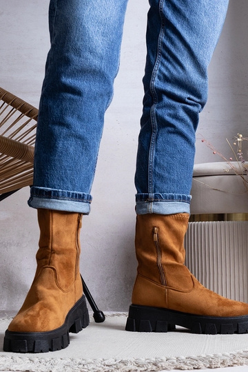 Bottes à plateforme marron...