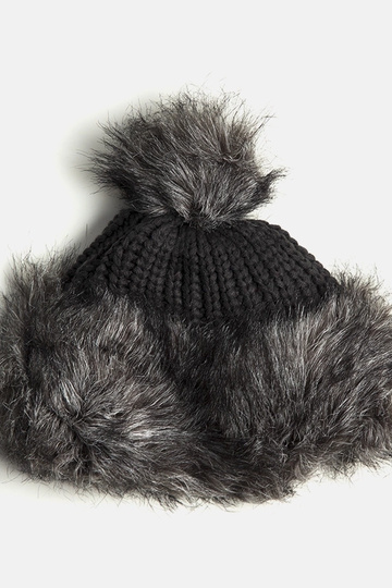Bonnet à pompon gris Leola