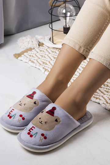 Chaussons Ours gris doux
