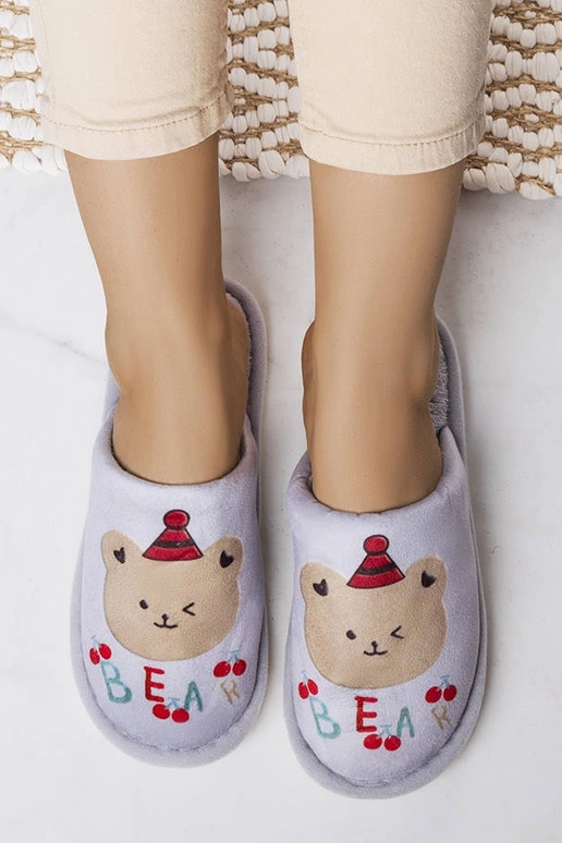 Chaussons Ours gris doux