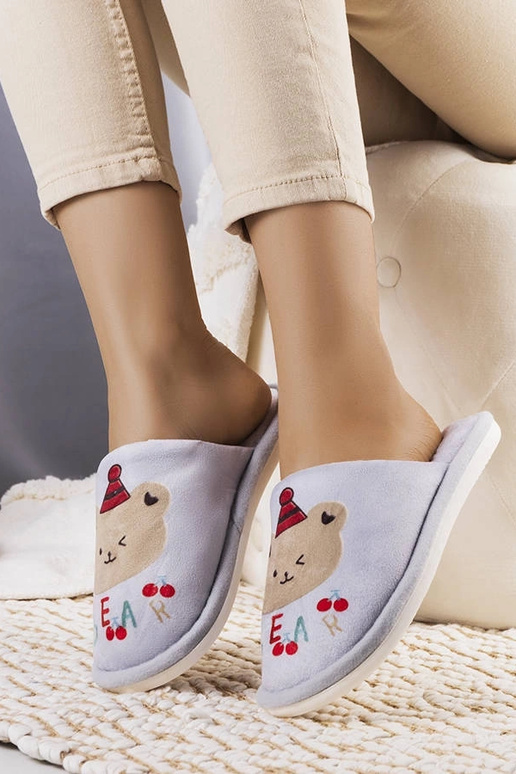 Chaussons Ours gris doux