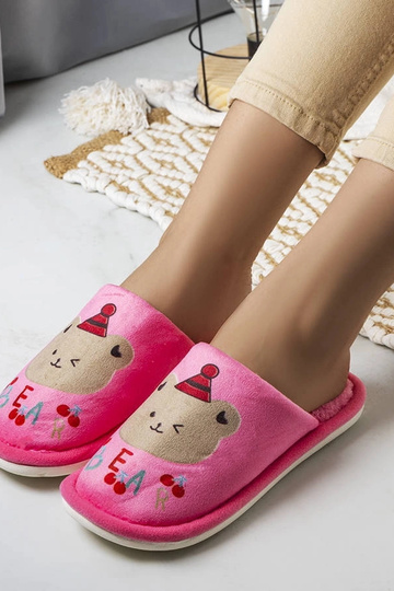 Chaussons Ours doux rose foncé