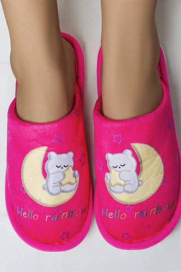 Chaussons arc-en-ciel doux rose fluo 2