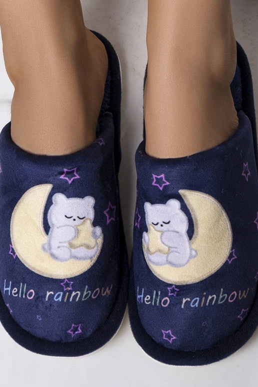 Chaussons doux bleu marine motif lune...