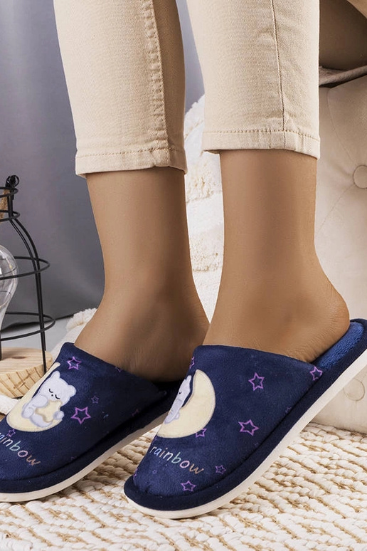 Chaussons doux bleu marine motif lune...