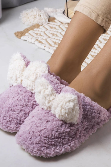 Chaussons violets doux lapin