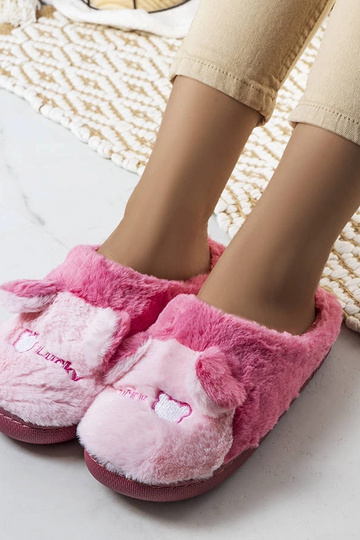 Chaussons doux rose foncé Lucky Teddy 2