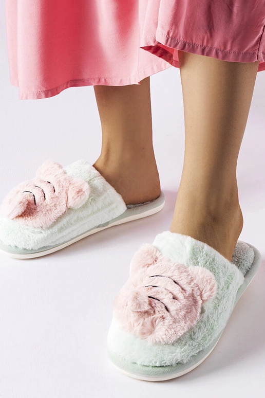 Chaussons souples vert abeille et rose